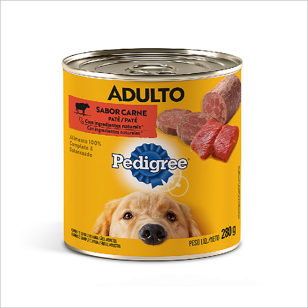 RaÇÃo Úmida Pedigree Lata PatÊ De Carne Para CÃes Adultos 280g