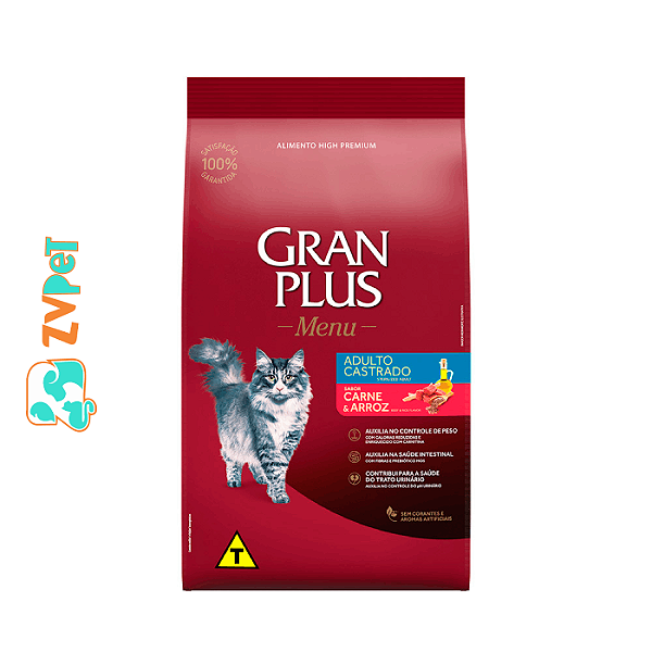 Gran Plus Menu Gato Adulto Cast Frango e Arroz 3kg