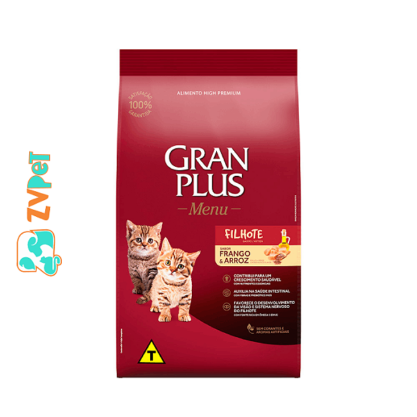 Gran Plus Menu Alim Seco Frango e Arroz Gatos Filhot 10,1kg