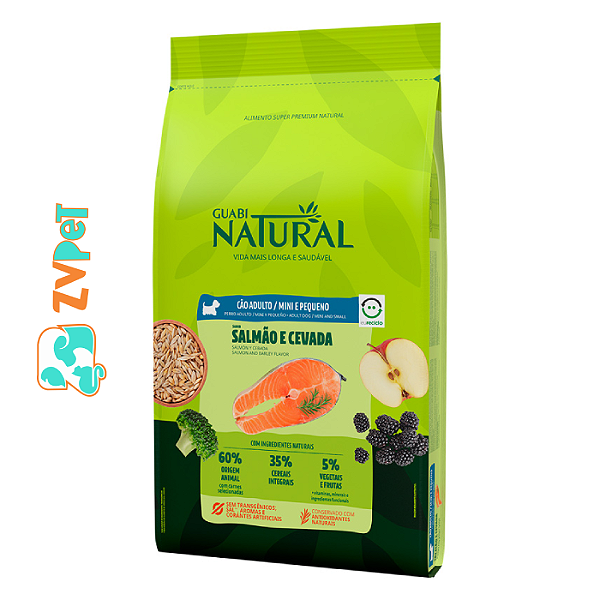 RaÇÃo Guabi Natural Para CÃes Adultos De Porte Mini E Pequeno Sabor SalmÃo E Cevada 1kg