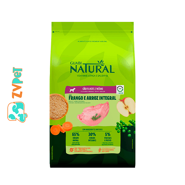 Guabi Natural Alim Seco Frango E Arroz Int Caes Filhot Med 10,1kg