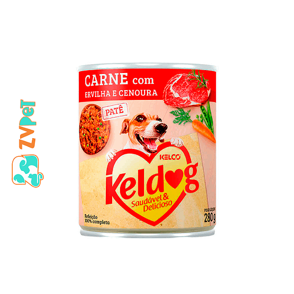 Keldog Alimento Úmido Lata Carne, Ervilha e Cenoura 280g