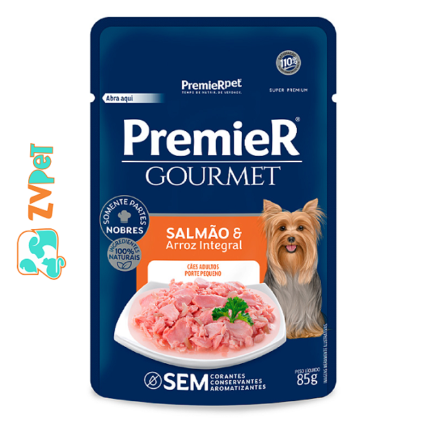 RaÇÃo Úmida Premier Gourmet Para CÃes Sabor SalmÃo E Arroz Integral 85 G