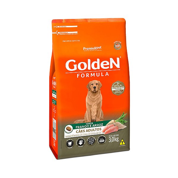 RaÇÃo Golden FÓrmula Para CÃes Adultos Sabor Frango E Arroz 3kg