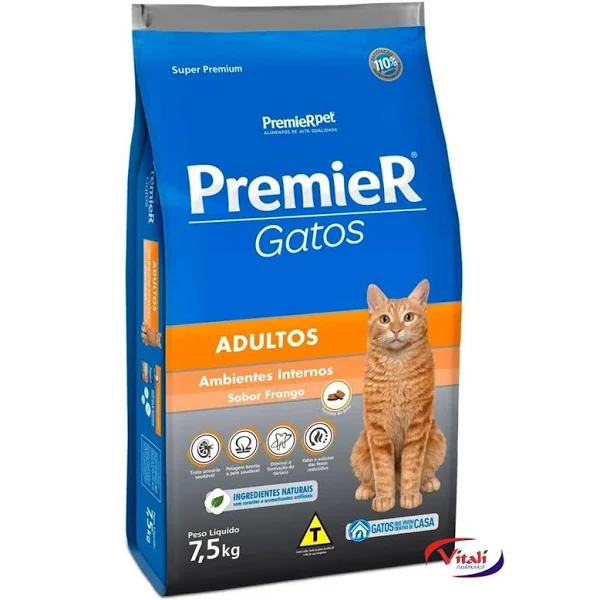 Racao Premier Selecao Nat Gatos Adul Cast Sb Frang 7kg