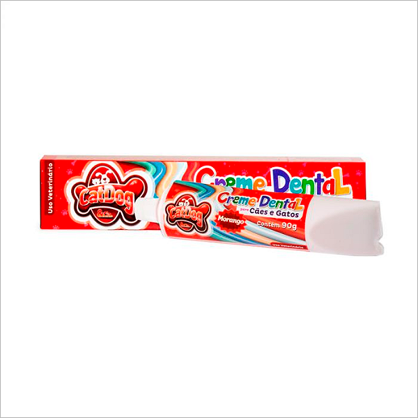 Creme Dental CatDog para Cães e Gatos Sabor Morango 90g