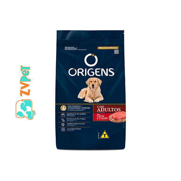 Origens Alim Seco Caes Adultos Carne E Cereais 1kg