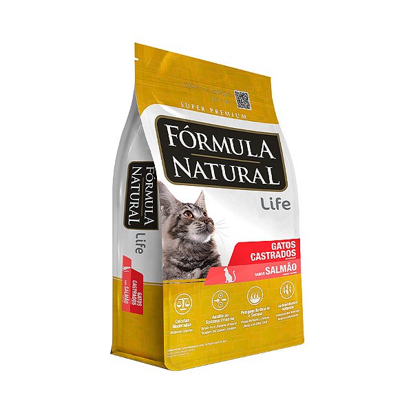 Formula Natural Life Alim Seco Gatos Castrados Salmão 7kg