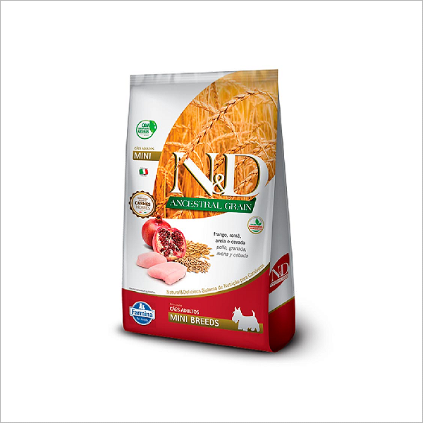 Ração Farmina NeD Ancestral Grain para Cães Adultos de Raças Mini Sabor Frango e Romã 800g