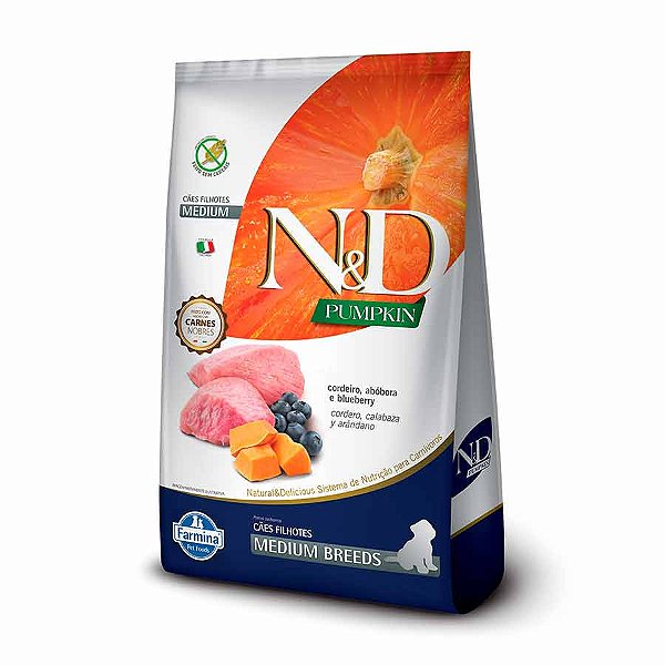 N&D Pumpkin Alim Seco Cordeiro Cães Filhotes Med 2,5kg
