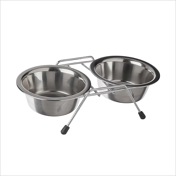 Comedouro Inox Duplo N1 Suporte Baixo Jambo Pet