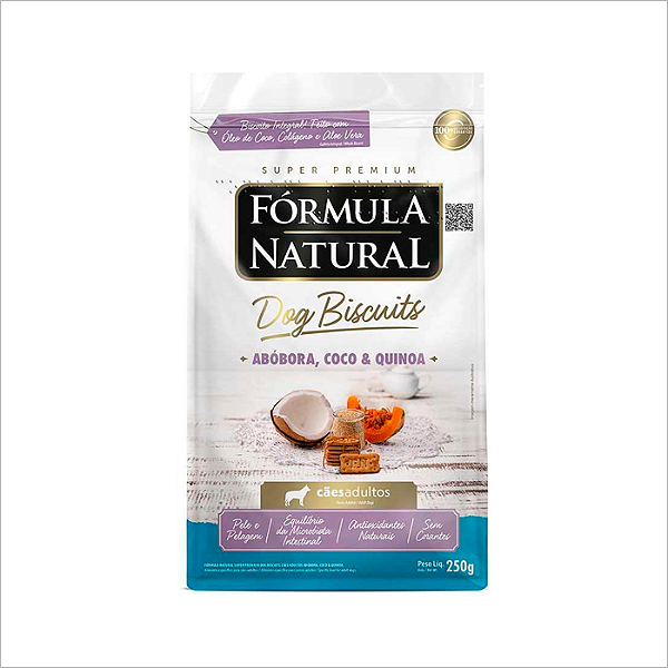 Biscoito Formula Natural Super Premium Para Caes Porte Medio E Grande Sabor Abobora E Coco 250g