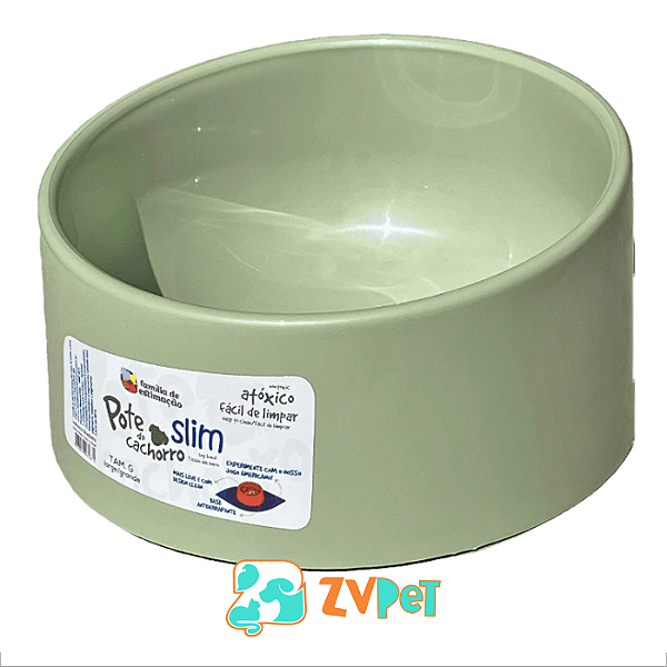 Pote Comedouro Bebedouro Slim Gg 1980ml Verde Para Cachorro FamÍlia EstimaÇÃo