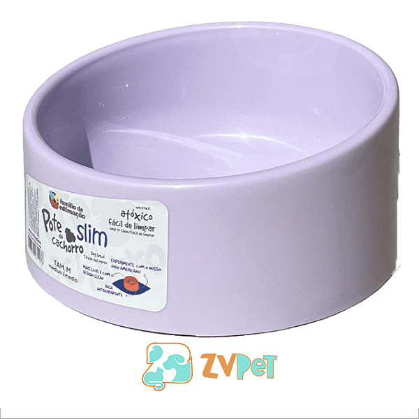 Pote Comedouro Bebedouro Slim M 500ml Para Cachorro LilÁs FamÍlia EstimaÇÃo