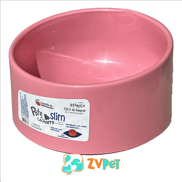 Pote Comedouro Bebedouro Slim G 1100ml Rosa Para Cachorro FamÍlia EstimaÇÃo