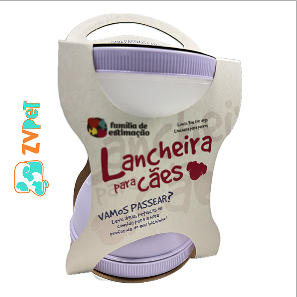Lancheira Pet Passeio Ração e Água para Cães Cor Lilás - Família de Estimação