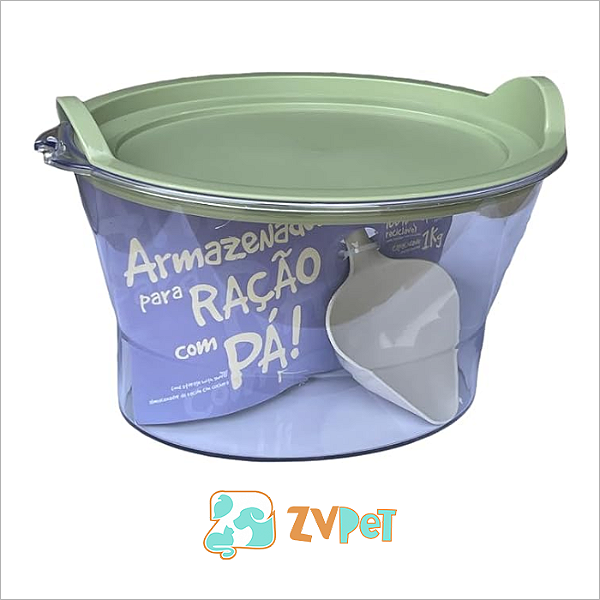 Porta RaÇÃo FamÍlia De EstimaÇÃo Verde Com PÁ Dosadora 1kg