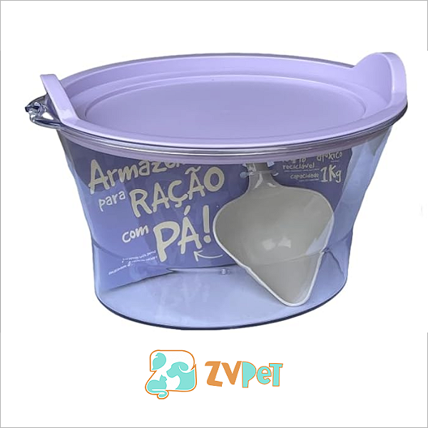Porta RaÇÃo FamÍlia De EstimaÇÃo Lavanda Com PÁ Dosadora 1kg