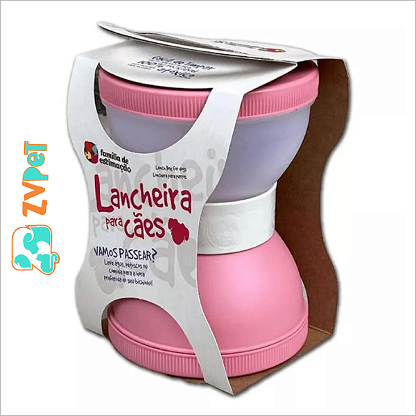 Lancheira Pet Passeio Ração e Água para Cães Cor Rosa - Família de Estimação