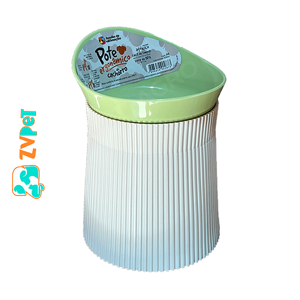 Comedouro Pote Elevado Alto Postura Pet 500ml para Cachorros Cor Verde Claro - Família de Estimação