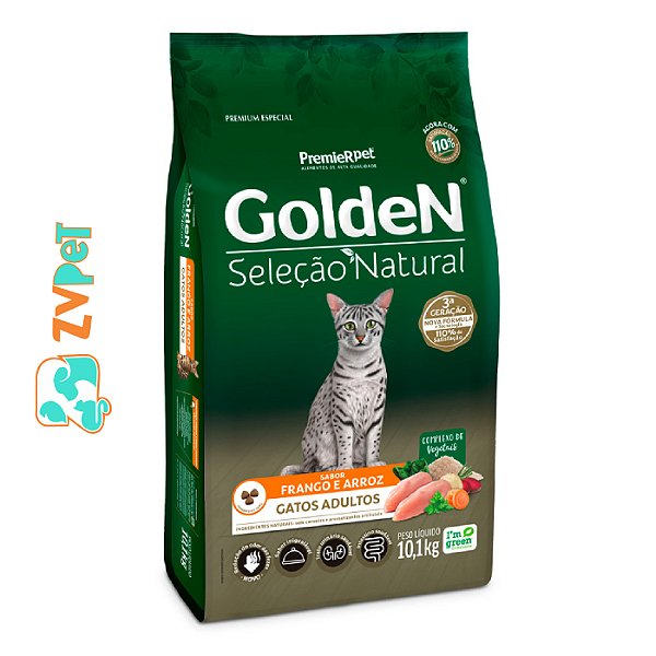 RaÇÃo Golden SeleÇÃo Natural Para Gatos Adultos Sabor Frango E Arroz 10,1 Kg