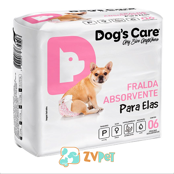 Fralda Higiênica Descartável Para Cães Fêmea Dogs Care - P - 6 Un