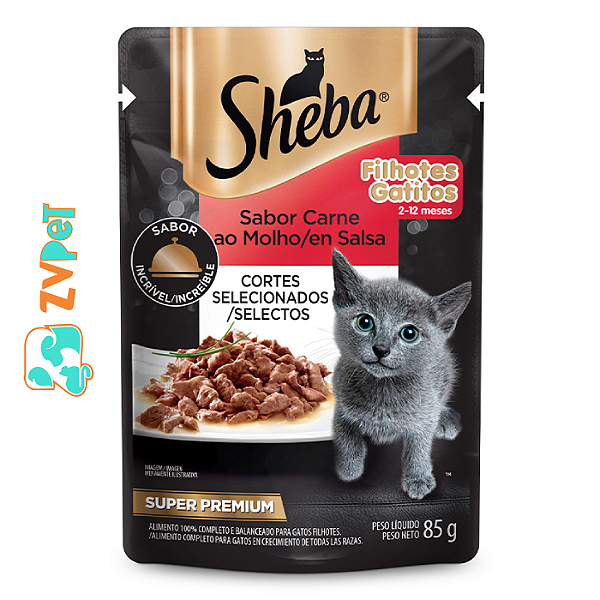 RaÇÃo Úmida Sheba SachÊ Para Gatos Filhotes Sabor Carne Ao Molho 85g