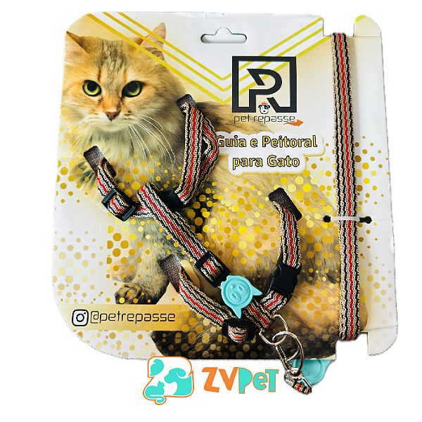 Guia E Peitoral Gato Luxo Macho M Pet Repasse 1 Unidade - Ver Modelo DisponÍvel Pelo Whatssap