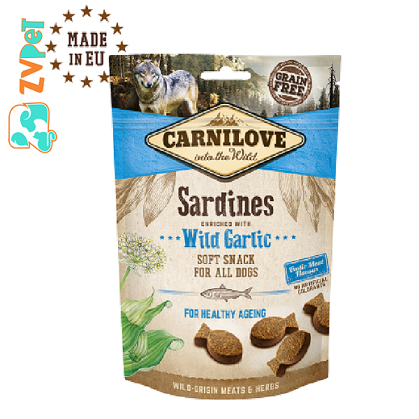 Petisco Carnilove Semi Úmido Para CÃes Sardinhas Enriquecidas Com Alho Selvagem 200 G
