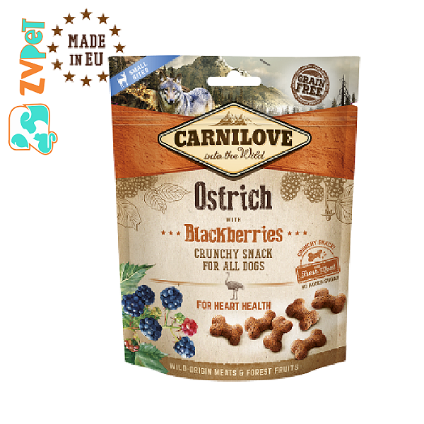 Petisco Carnilove Dog Crocante Snack Avestruz Com Amora Com Carne Fresca 200 G