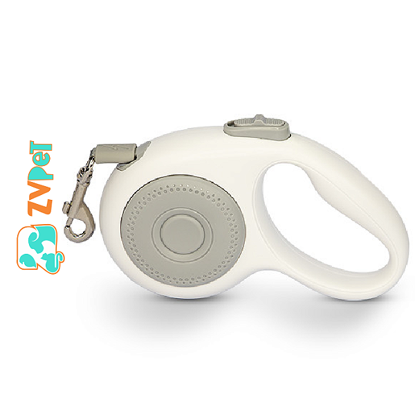 Guia Retratil Pet Form Hamburguer, Confecc Em Plastico Abs, Policarbonato E Silicone Extensao 3m Cor: Branco - Mewoof