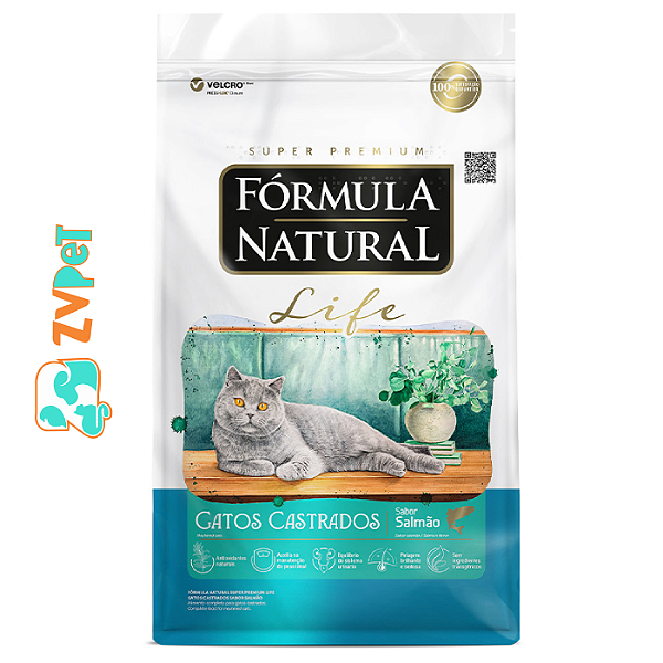 RaÇÃo FÓrmula Natural Life Para Gatos Adultos Castrados Sabor SalmÃo 1kg