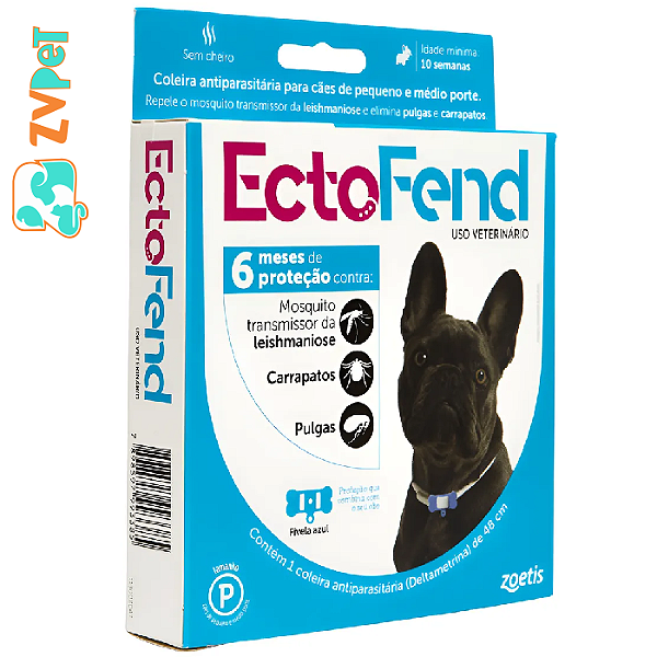 Coleira Antiparasitaria Ectofend 48cm Azul Para CÃes De Peq Porte Zoetis