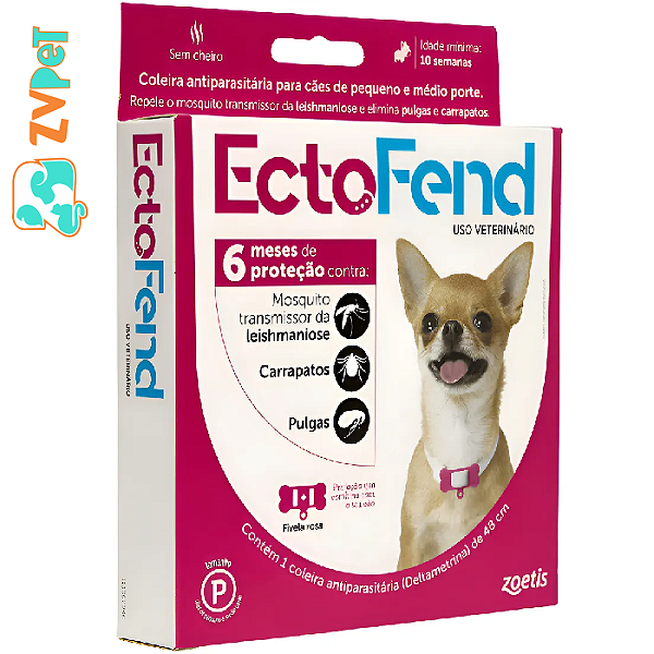 Coleira Antiparasitaria Ectofend 48cm Rosa Para CÃes De Peq Porte Zoetis