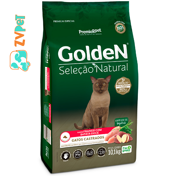 RaÇÃo Golden SeleÇÃo Natural Para Gatos Castrados Sabor Frango Com Batata Doce 10,1 Kg
