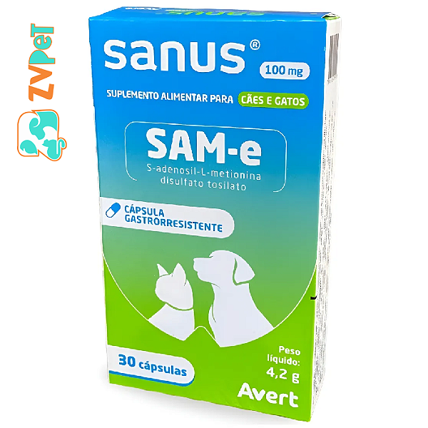Suplemento Alimentar Avert Sanus Para Caes E Gatos 100mg