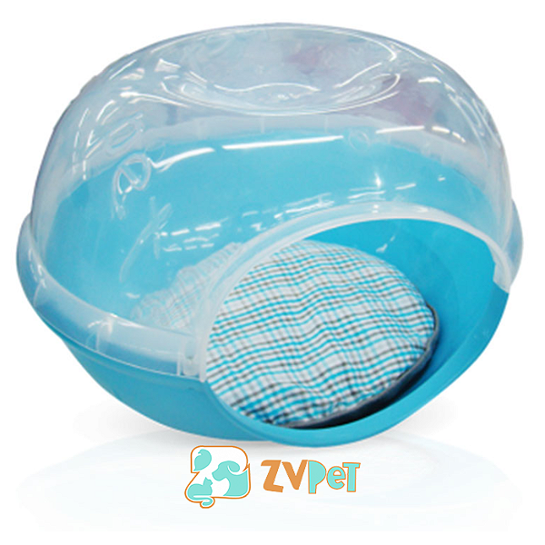 Casa Do CÃo E Gato Snow Com Almofada Plast Pet Azul