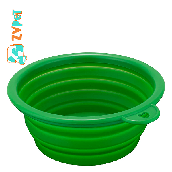 Tigela Retratil Para Água E Comidas Para Paes E Gatos - 450ml - Verde Maccabi