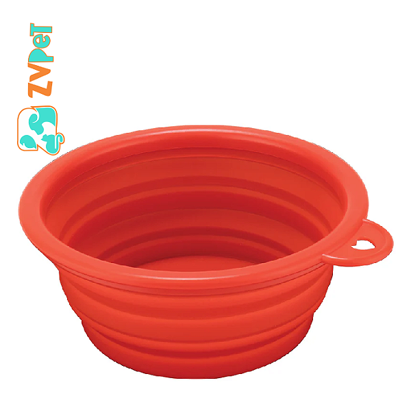 Tigela Retratil Para Água E Comidas Para Paes E Gatos - 450ml - Vermelho Maccabi