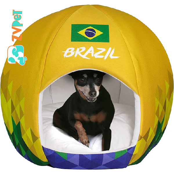 Cama Iglu Para Animais - Pequena - Estampa Do Brasil - Maccabi