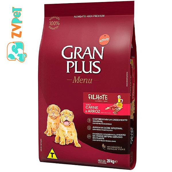 Racao Granplus Menu Para Caes Filhotes De Racas Medias E Grandes Sabor Carne E Arroz 3kg