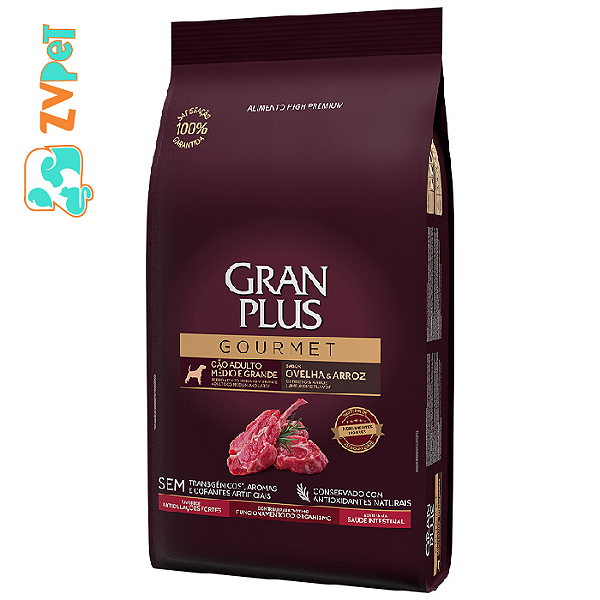 Racao Granplus Gourmet Para Caes Adultos De Medio E Grande Porte Sabor Ovelha E Arroz 3kg