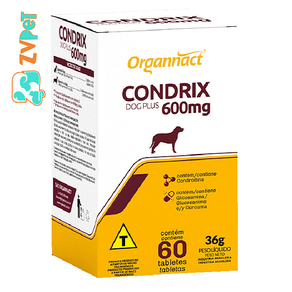 Suplemento Organnact Condrix Dog Plus Tabs Para Caes 600mg 36g