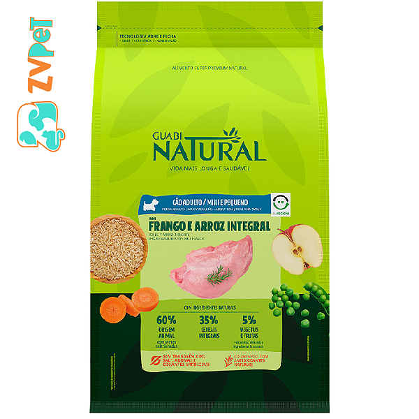 Racao Guabi Natural Para Caes Adultos De Porte Mini E Pequeno Sabor Frango E Arroz Integral