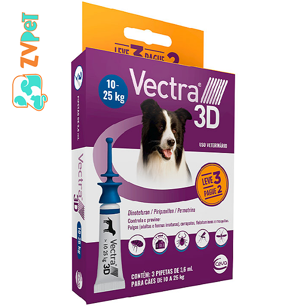 Combo Antipulgas Vectra 3d Promo Para Caes 10 A 25kg