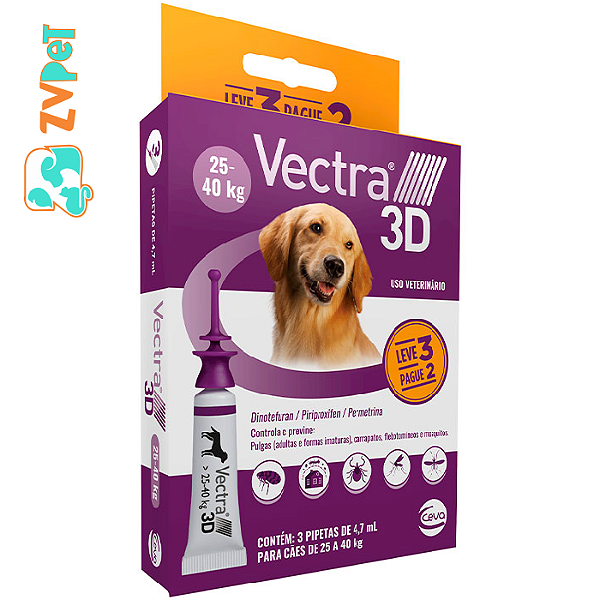 Combo Antipulgas Vectra 3d Promo Para Caes 25 A 40kg