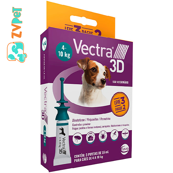 Combo Antipulgas Vectra 3d Promo Para Caes 4 A 10kg