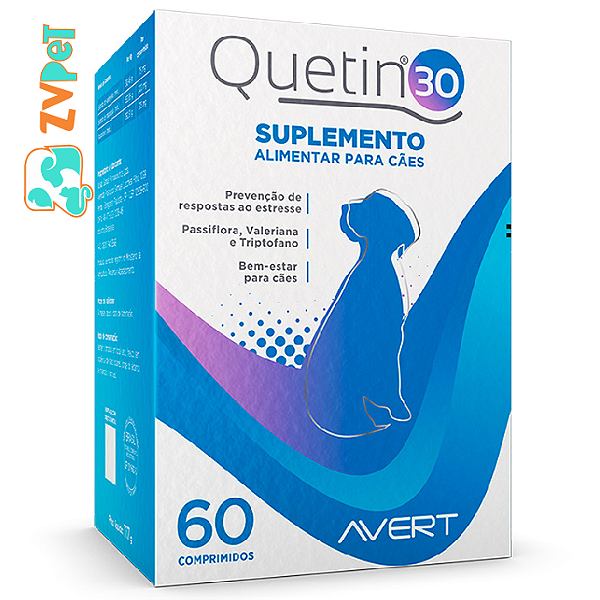 Suplemento Alimentar Avert Quetin 30 Para Caes 60 Comprimidos
