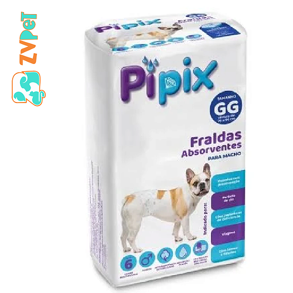 Fralda Higienica Descartavel Para Caes Macho Pipix - Gg - 6 Un