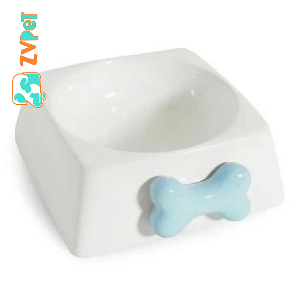 Comedouro Porcelana Gato Filhote Azul 200ml